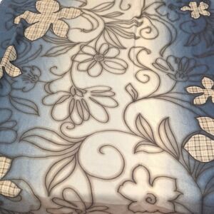 Floral Tapestry Scarf‎ Blue White Italian Polyester Shawl Wrap 35x35 Made Italy